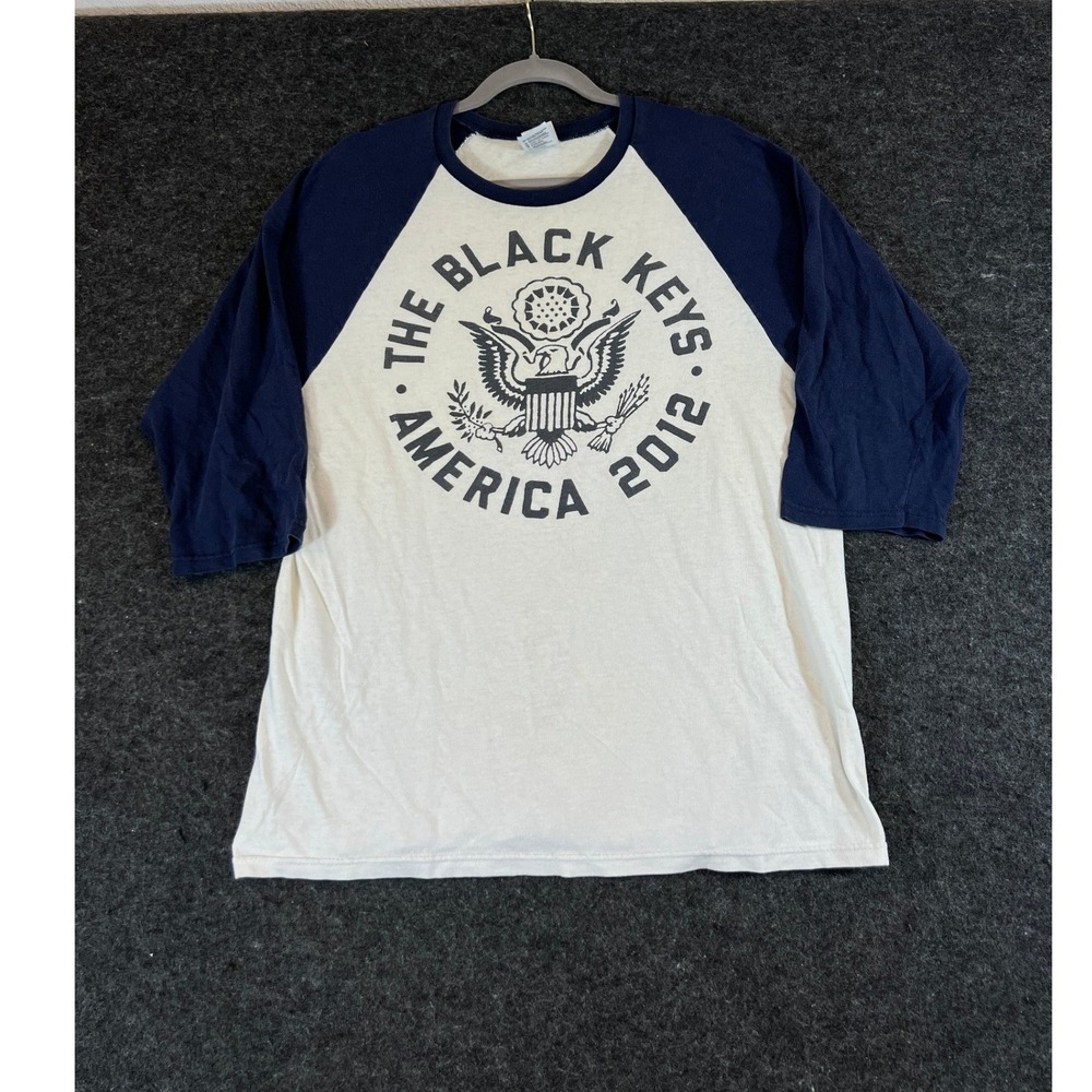 The Black Keys 2012 America Tour Baseball T-Shirt Navy Raglan 3/4 Sleeve Mens M